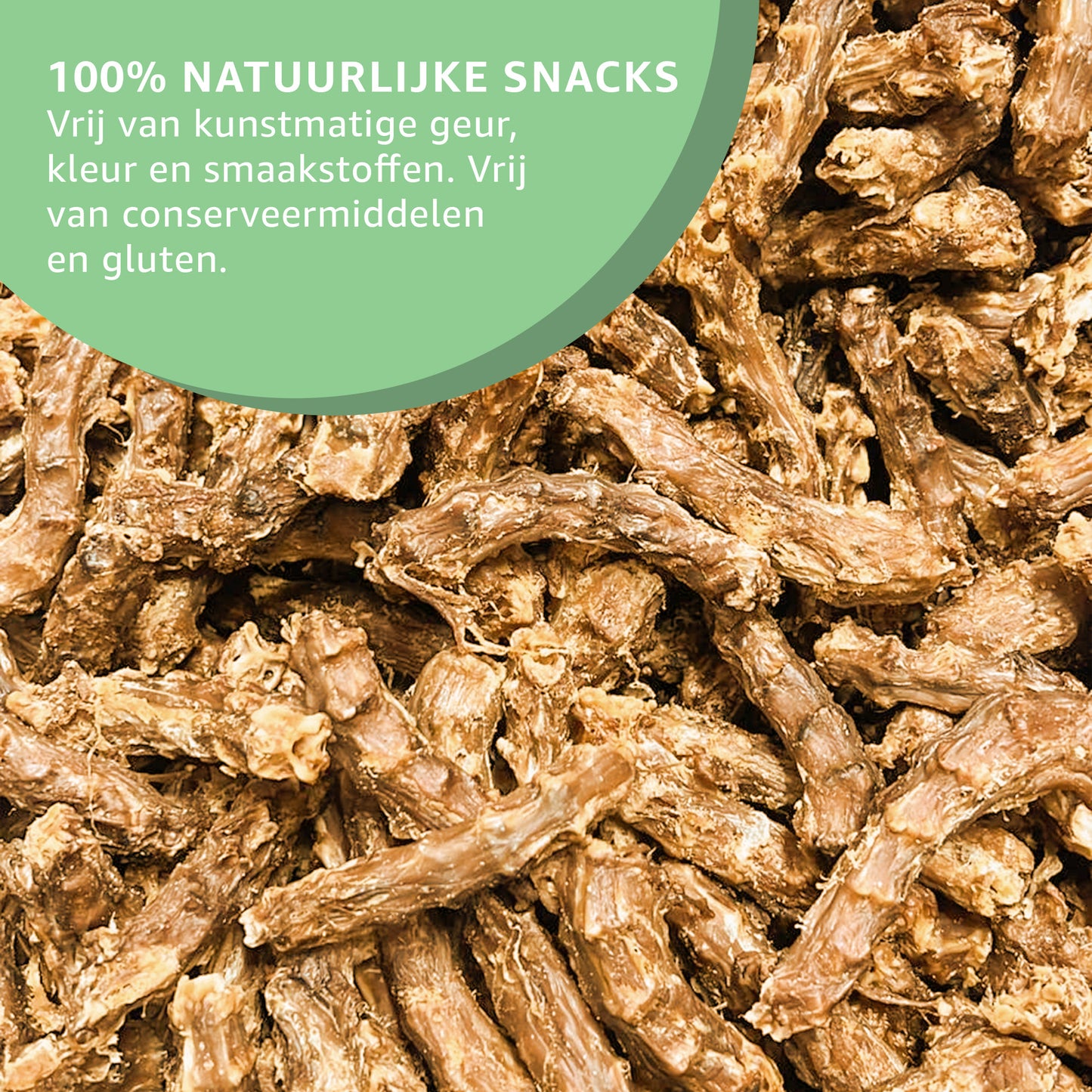 "Gedroogde Kippennekken: Natuurlijke hondensnacks in gedroogde vorm. Geen toegevoegde stoffen, puur genot voor kauwplezier en welzijn."