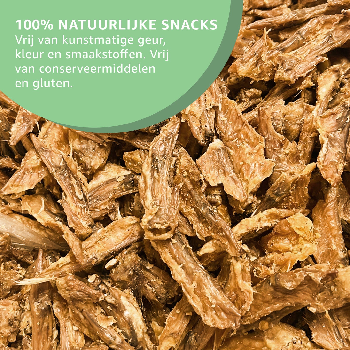"Gedroogde Kippenvleugels: Natuurlijke hondensnacks in gedroogde staat. Zonder toegevoegde stoffen, puur kauwplezier en tevredenheid gegarandeerd."