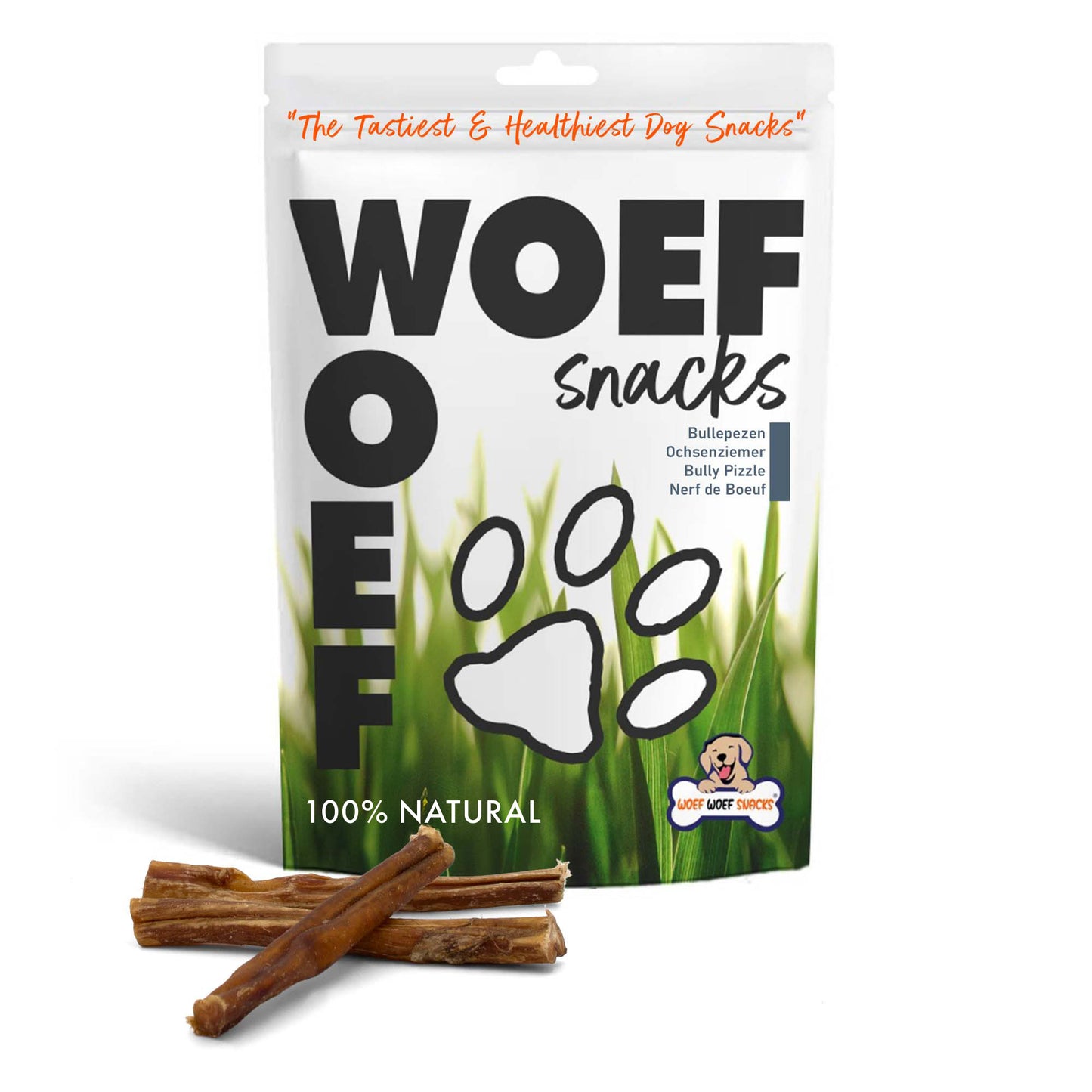 Bullepezen van Woef Woef Snacks. Kauwsnacks en 100% natuurlijk en gedroogd.