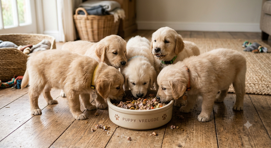 Puppy's die natvoer eten