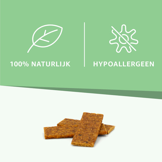  "Smaakvolle Kalkoenstrips Hondensnacks: Geniet van de natuurlijke goedheid van kalkoenvlees. Gezonde en eiwitrijke traktaties om de staart van je hond te laten kwispelen!"
