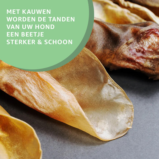  "Gedroogde buffeloren: Natuurlijke en smakelijke hondensnacks in gedroogde vorm. Een bron van eiwitten, zonder toevoegingen. Perfect voor langdurig kauwplezier."