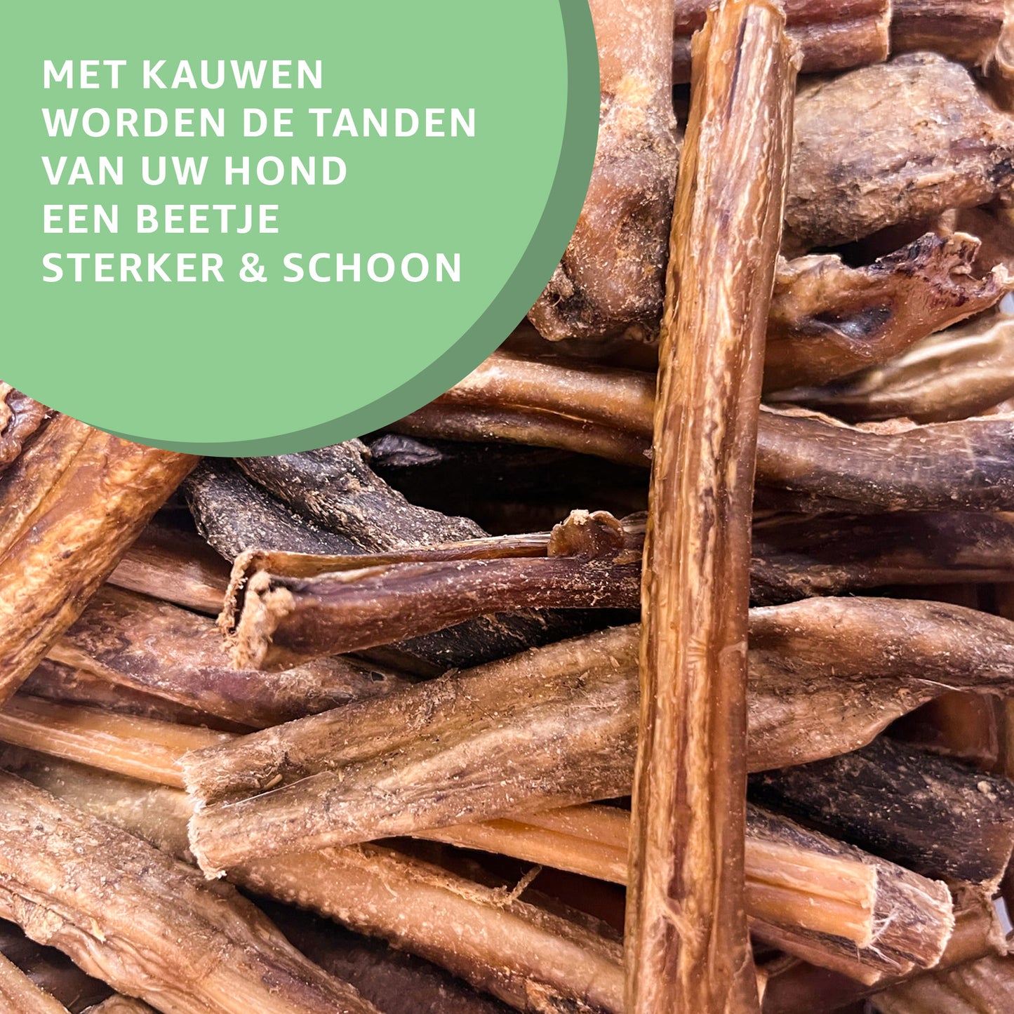 "Gedroogde Bullepezen: Voedzame en natuurlijke hondensnacks in gedroogde vorm. Geen toegevoegde stoffen, enkel pure kauwvreugde en tandverzorging."