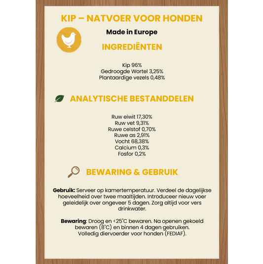 Nat Hondenvoer met Kip 96% - Monoproteïne & Graanvrij