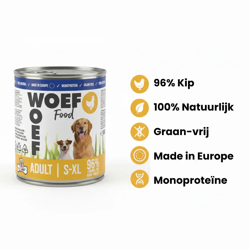 Nat Hondenvoer met Kip 96% - Monoproteïne & Graanvrij - Woefwoefsnacks