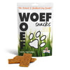 Kalkoenstrips met de verpakking van Woef Woef Snacks.