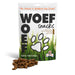 Natuurlijke herten trainers hondensnacks met op de achtergrond de verpakking van het merk Woef Woef Snacks.
