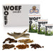De Woef Woef Snackbox voor de kleine honden. Het bevat 6 verschillende soorten snacks. Op de afbeelding zie je verder nog wat sta zakken en verschillende natuurlijke snacks.
